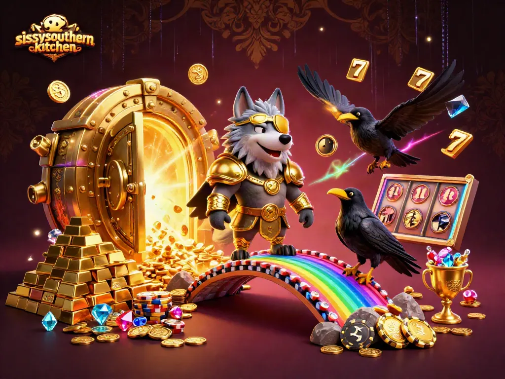Spin the reels at sissyssouthernkitchen with vibrant 3D casino elements showcasing Odin and ravens.