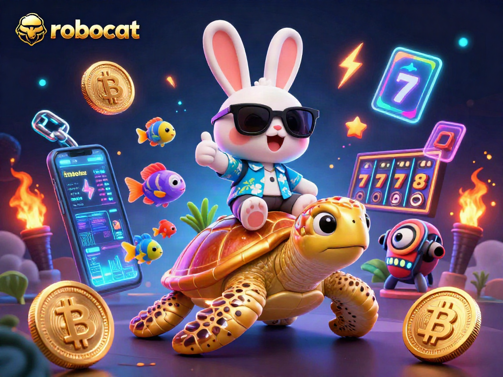 Engage in thrilling casino gameplay with robocat, discovering lucky jackpots and crypto treasures.